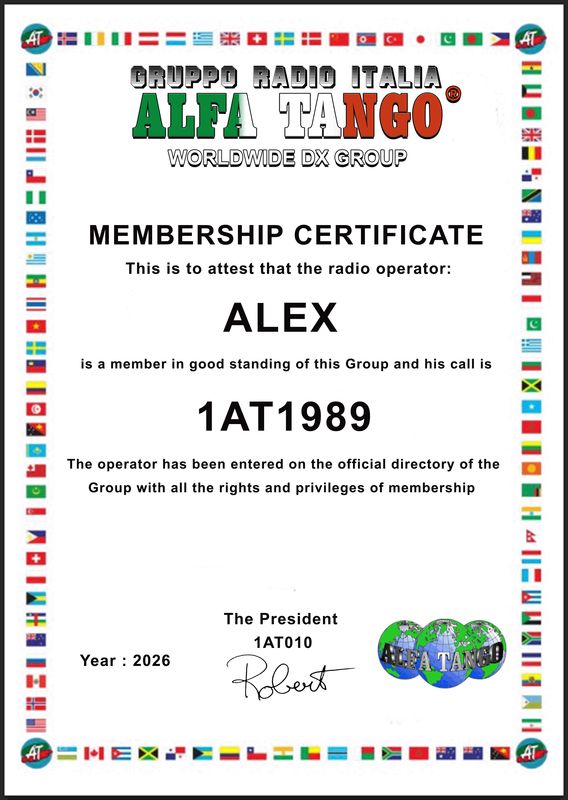 Membership Certificate of 1AT1989