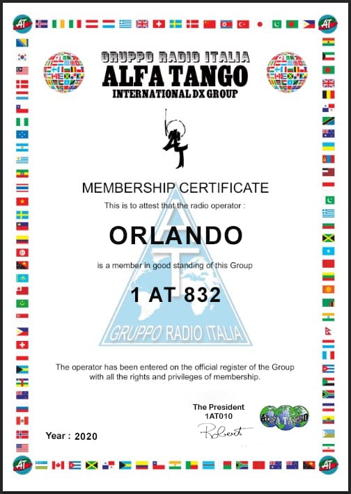 Membership Certificate of 1AT832