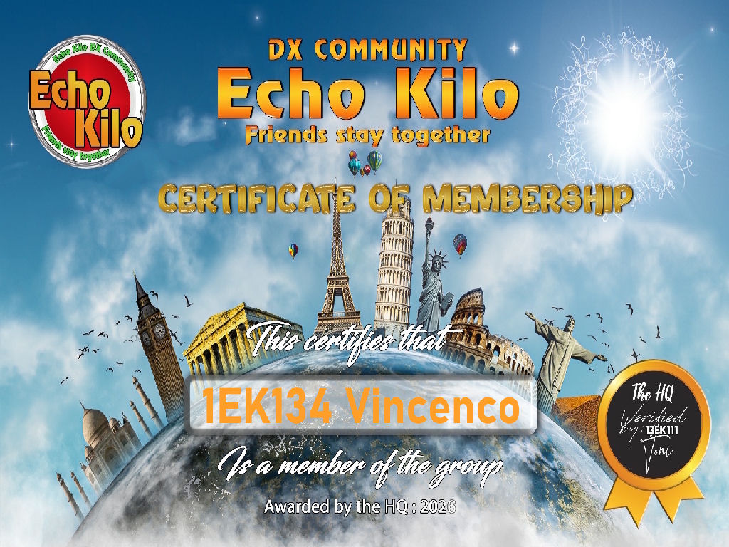 Membership Certificate of 1EK134