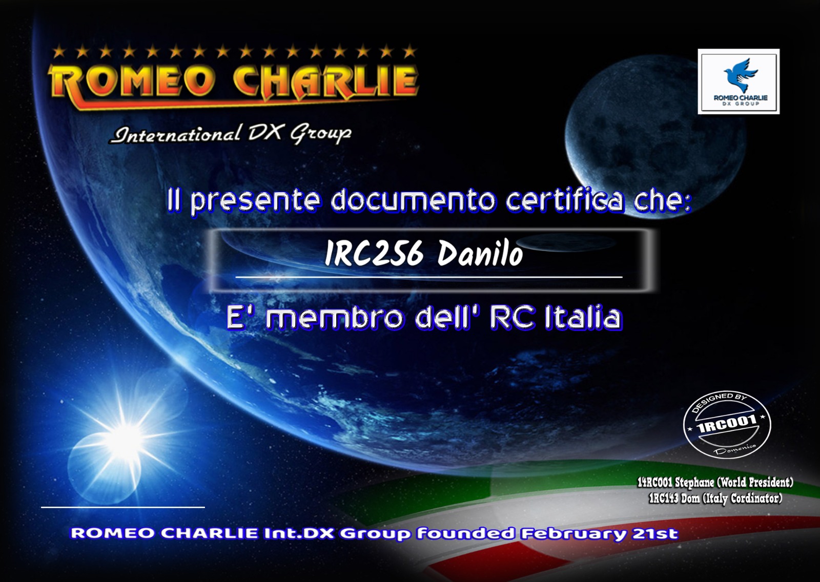 Membership Certificate of 1RC256