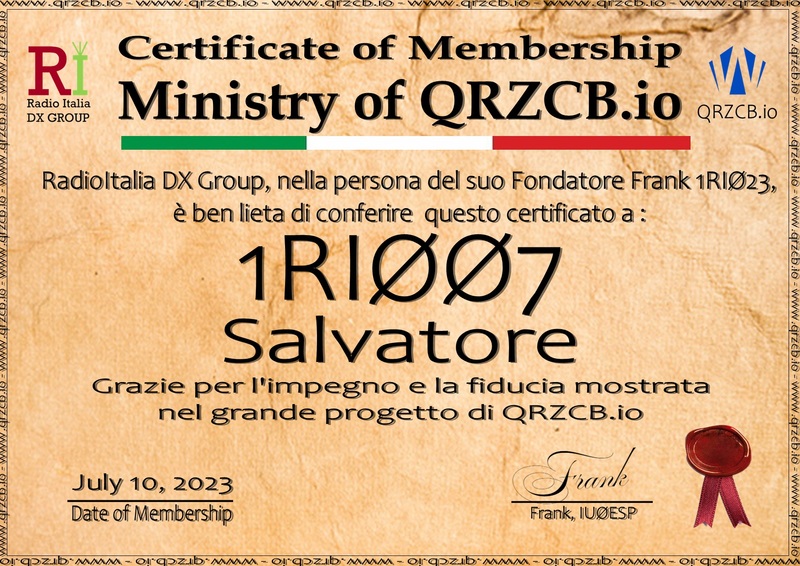 Membership Certificate of 1RI007