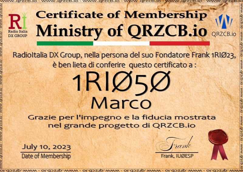 Membership Certificate of 1RI050