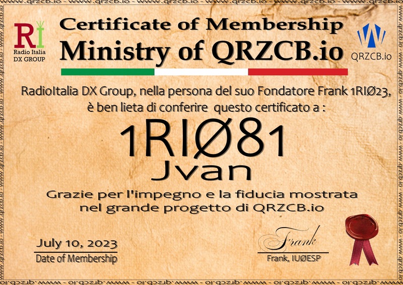 Membership Certificate of 1RI081