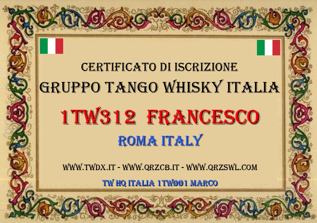 Membership Certificate of 1TW312