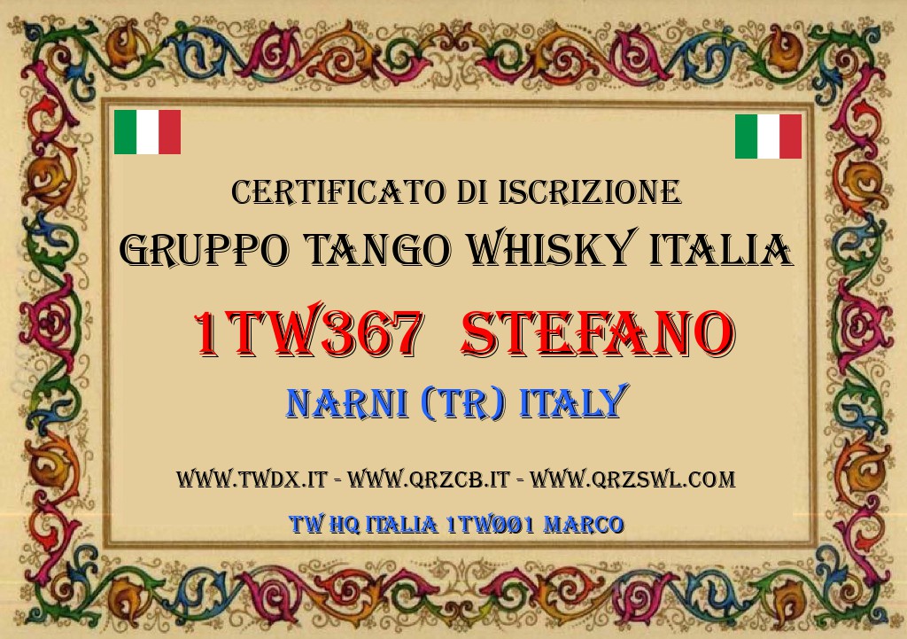 Membership Certificate of 1TW367